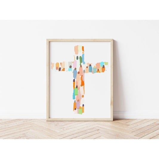 Modern Minimalist Christian Art of a Colorful Cross