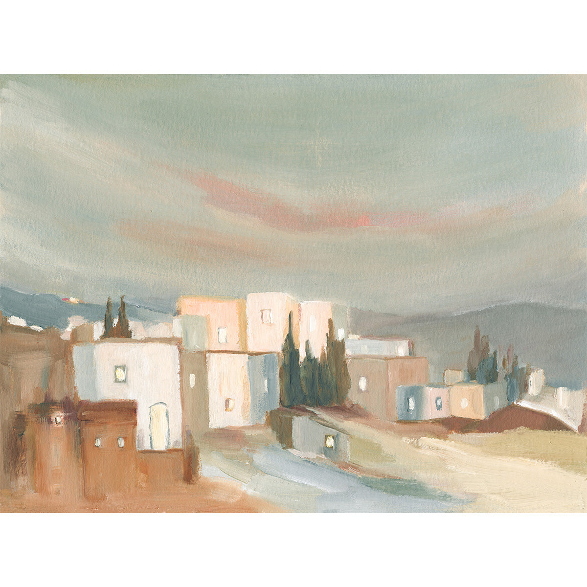 Modern Vintage Christian Wall Art - Light on the Hill- Inspired by Matthew 5:14