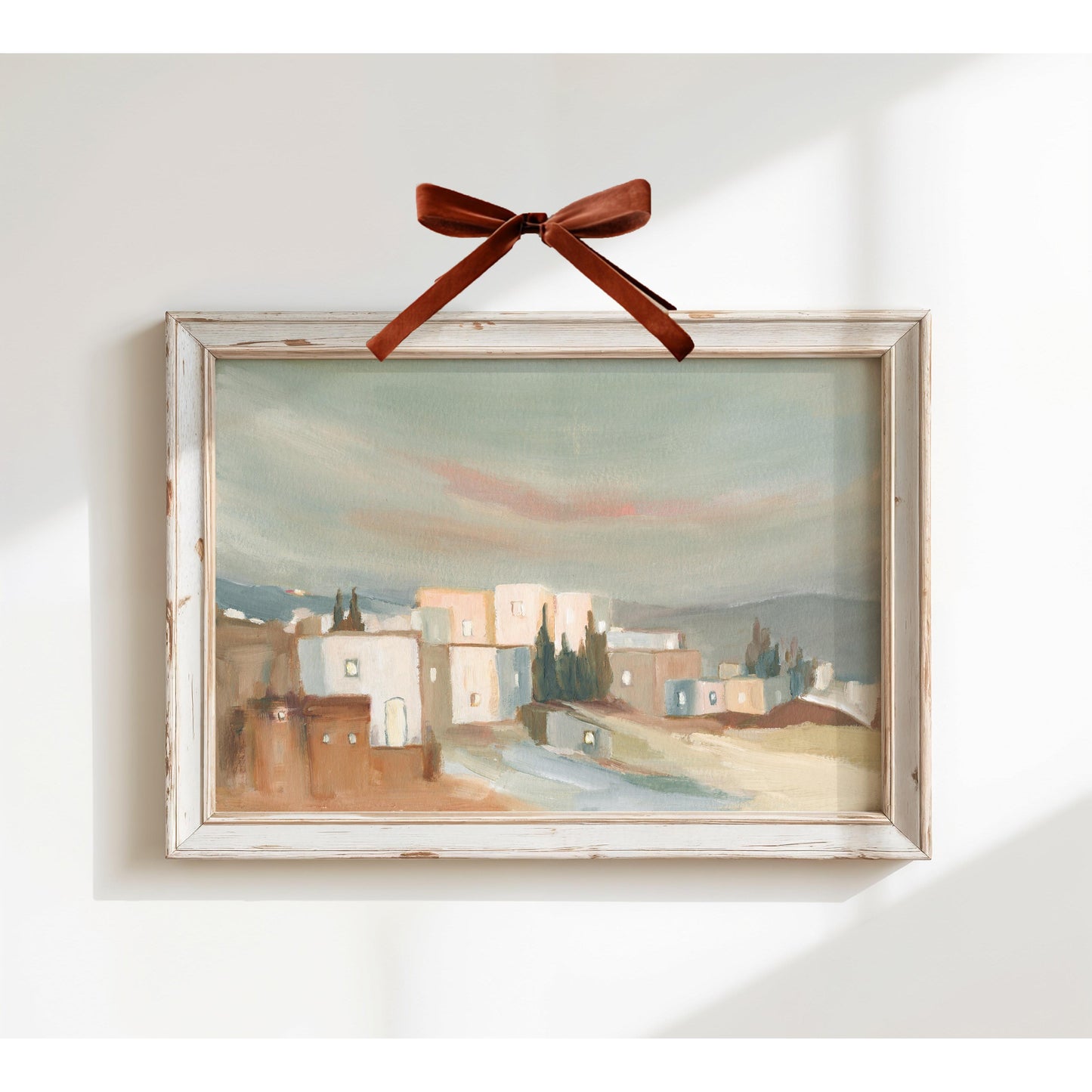 Modern Vintage Christian Wall Art - Light on the Hill- Inspired by Matthew 5:14