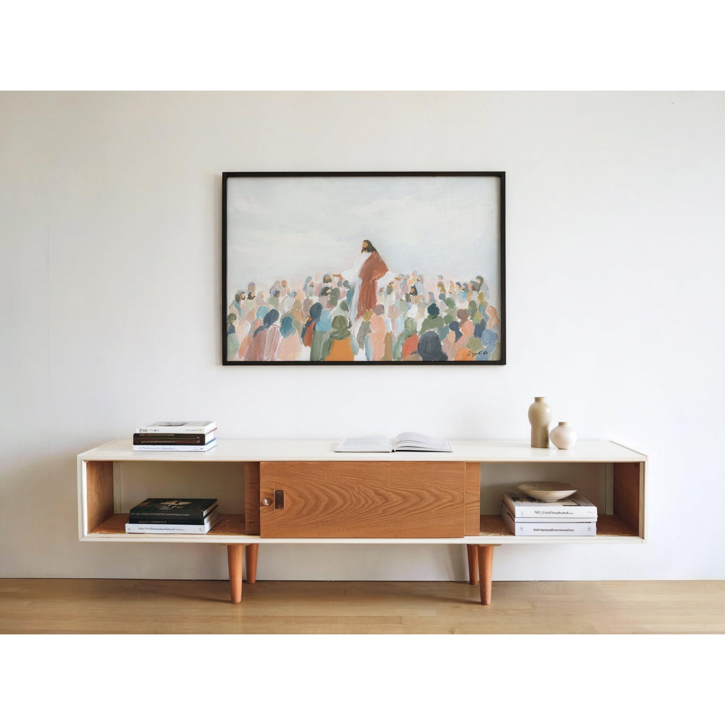 Modern Christian Art - Jesus Teaching the Crowd Painting