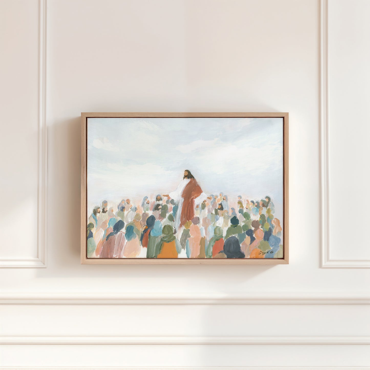 Modern Christian Art - Jesus Teaching the Crowd Painting