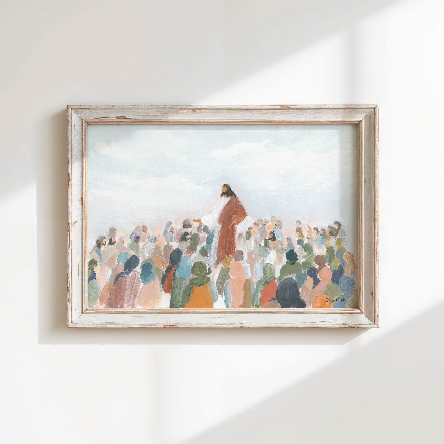 Modern Christian Art - Jesus Teaching the Crowd Painting