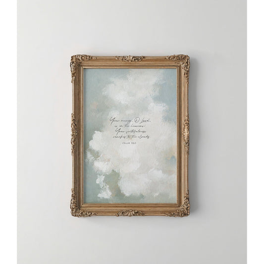 Christian Wall Art Print | Psalm 36:5 Clouds | Vintage Sky Decor "Thy Faithfulness"