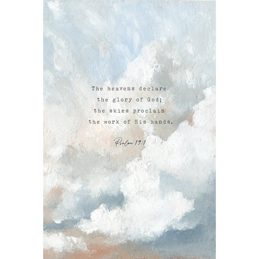 Christian Wall Art – Psalm 19:1 Cloud Scripture Print | “Heavens Declare” Vintage Sky Decor