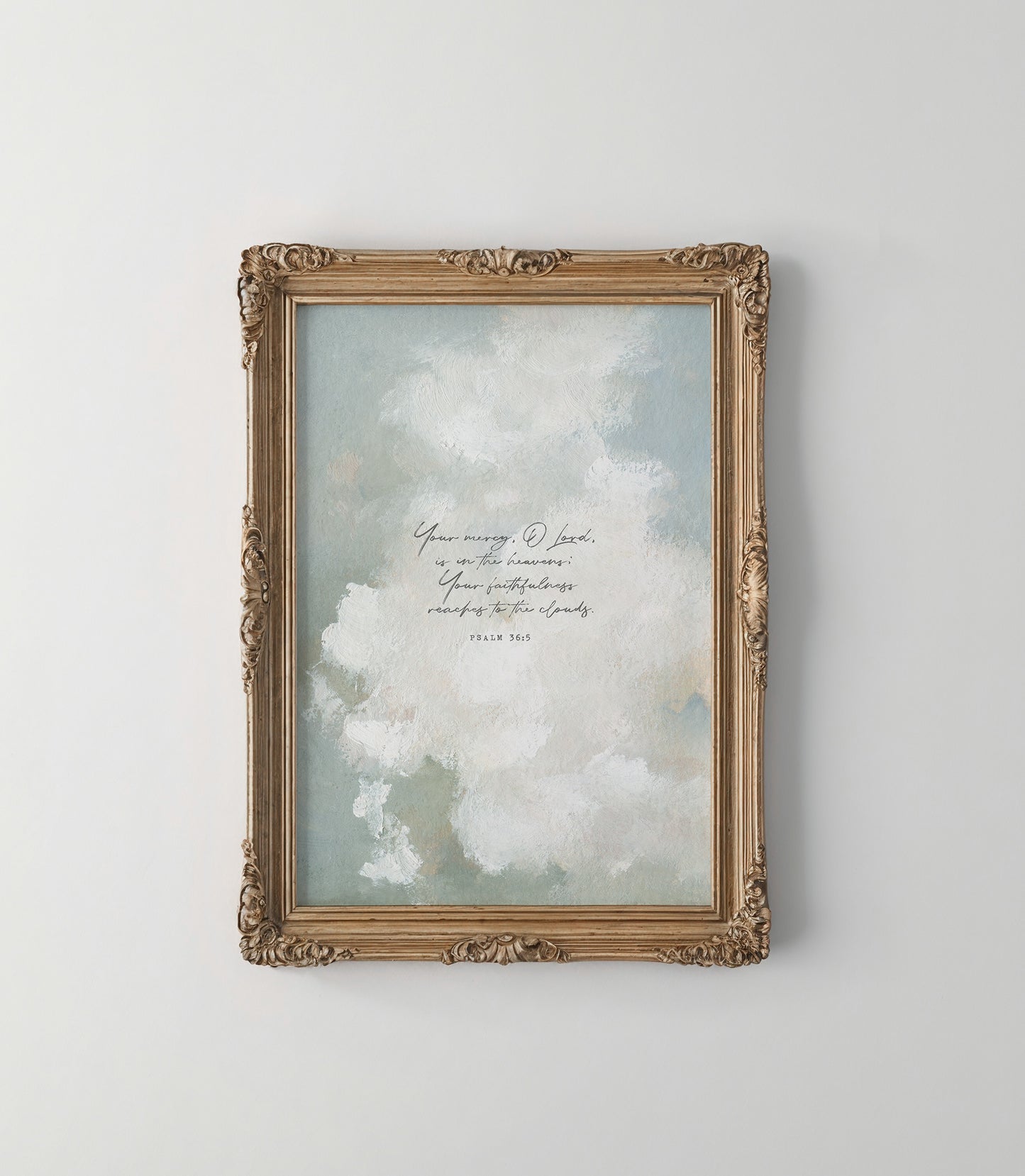 Christian Wall Art – Psalm 19:1 Cloud Scripture Print | “Heavens Declare” Vintage Sky Decor