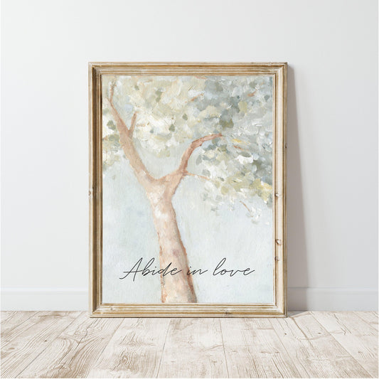 Christian Wall Art | Vintage Scripture Decor – “Abide in Love”