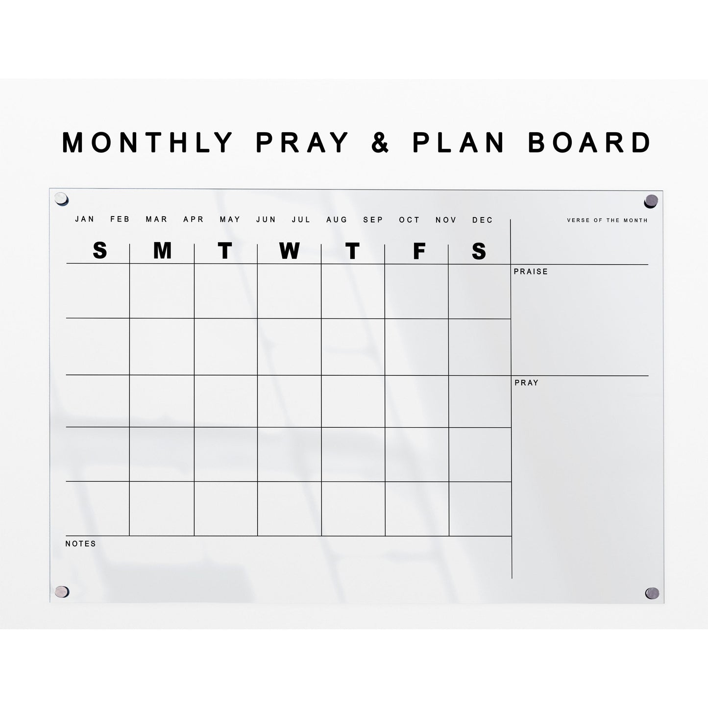 Pray & Plan Acrylic Board | Christian Acrylic Planner | MONTHLY Planner 24"x36"