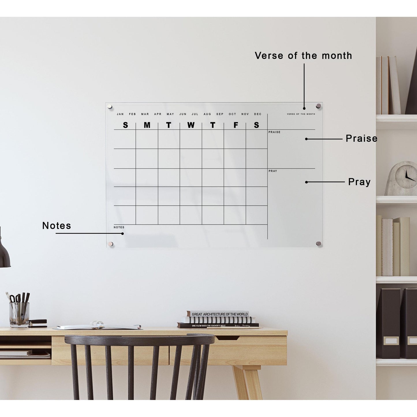 Pray & Plan Acrylic Board | Christian Acrylic Planner | MONTHLY Planner 24"x36"