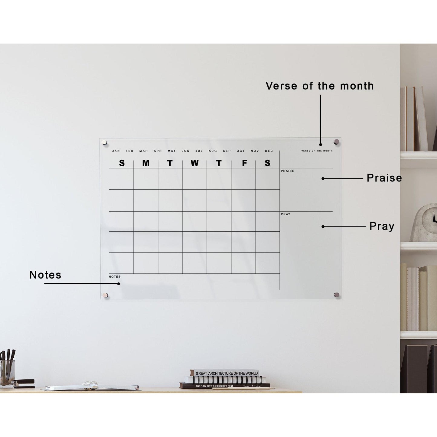 Pray & Plan Acrylic Board | Christian Acrylic Planner | MONTHLY Planner 24"x36"