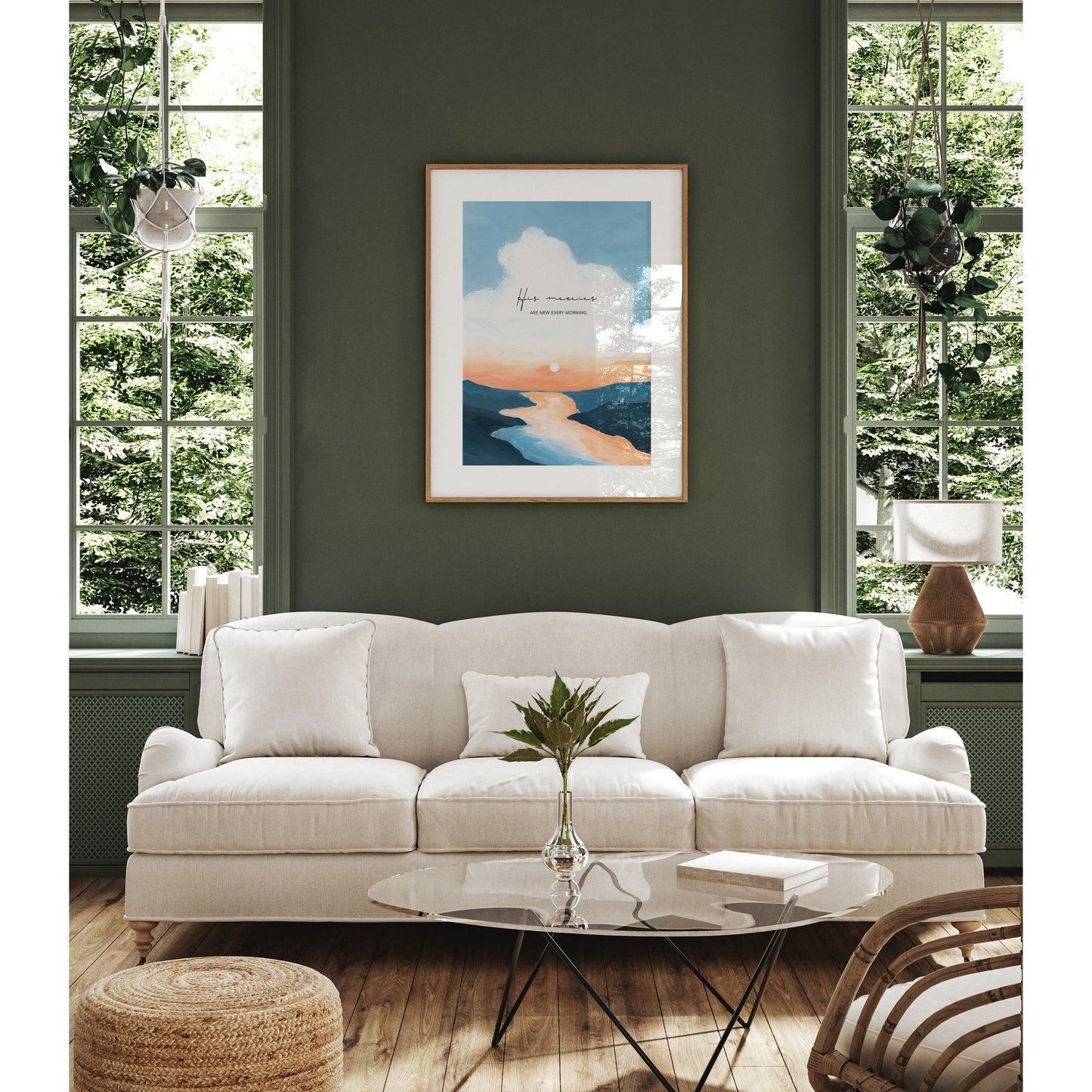 Mountain Landscape with Bible Verse "His Mercies"