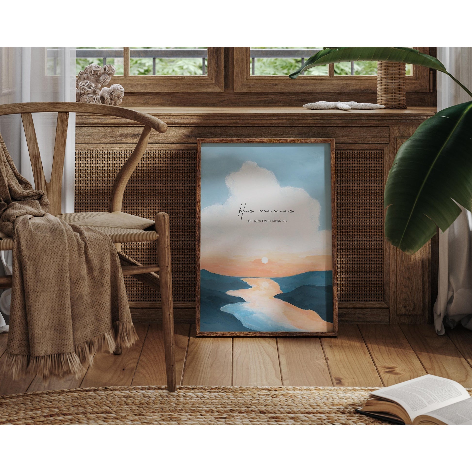 Mountain Landscape with Bible Verse "His Mercies"