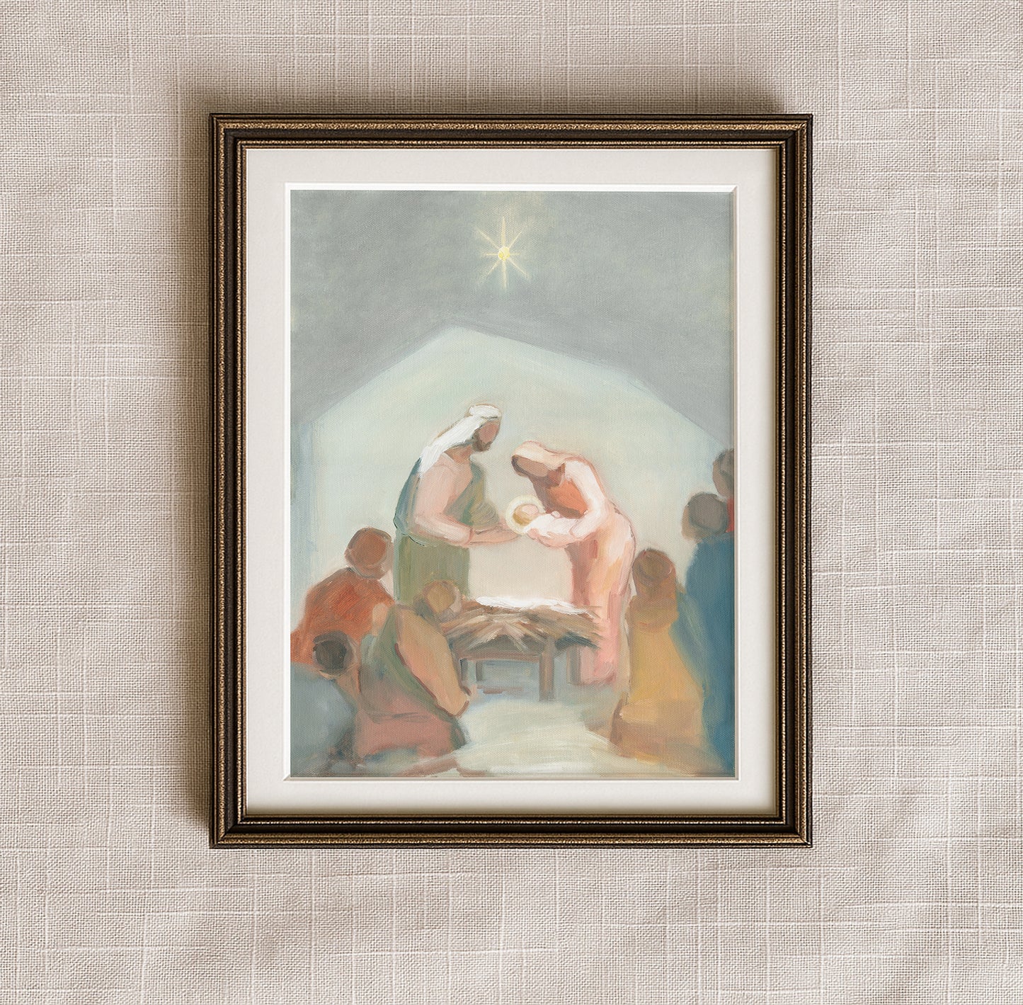 Christian Christmas Wall Art — The Gift from Above | Modern Nativity Scene Print