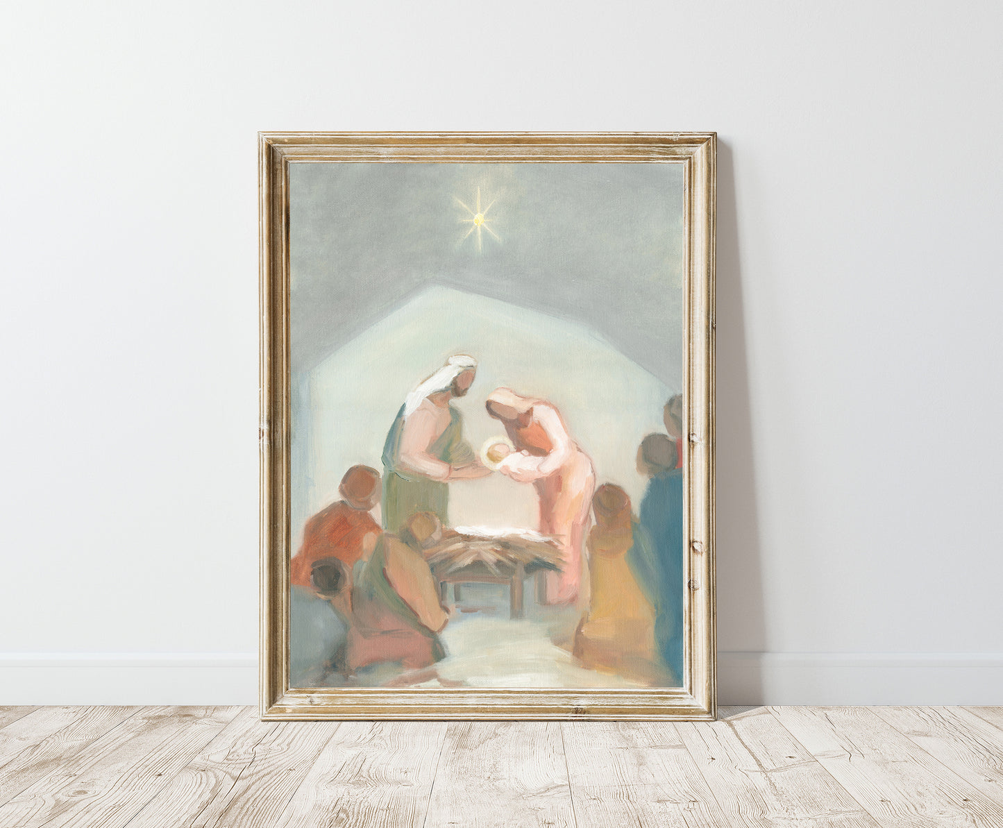 Christian Christmas Wall Art — The Gift from Above | Modern Nativity Scene Print