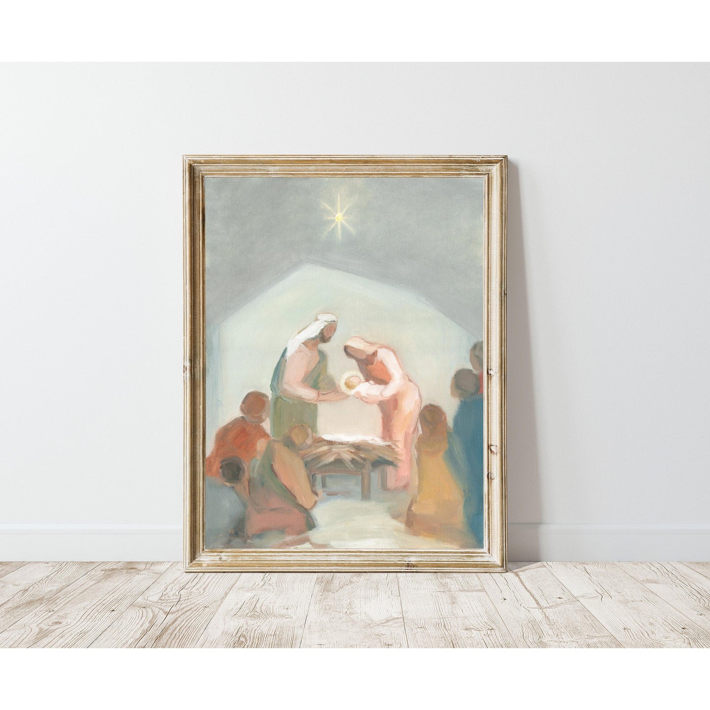 Christian Christmas Wall Art — The Gift from Above | Modern Nativity Scene Print