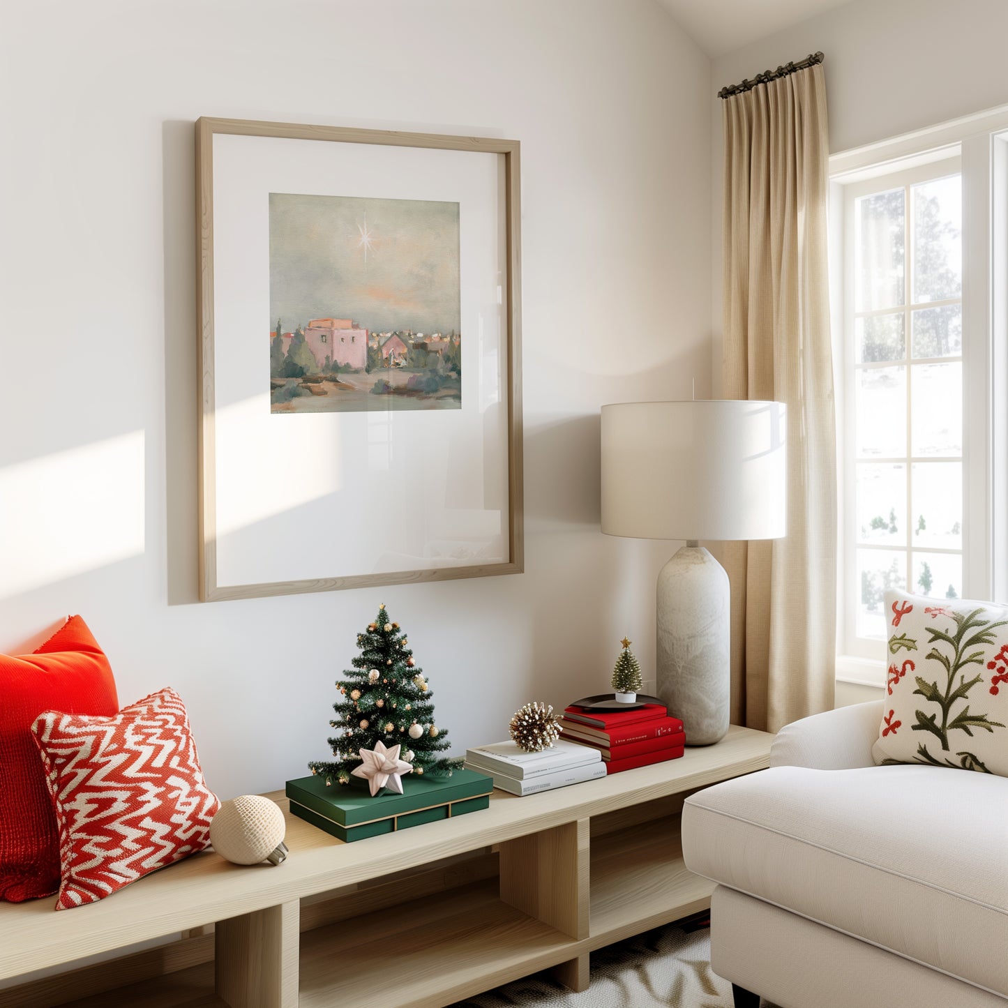 Christian Wall Art — Nativity Night Scene of Bethlehem | Modern Classic Christmas Decor