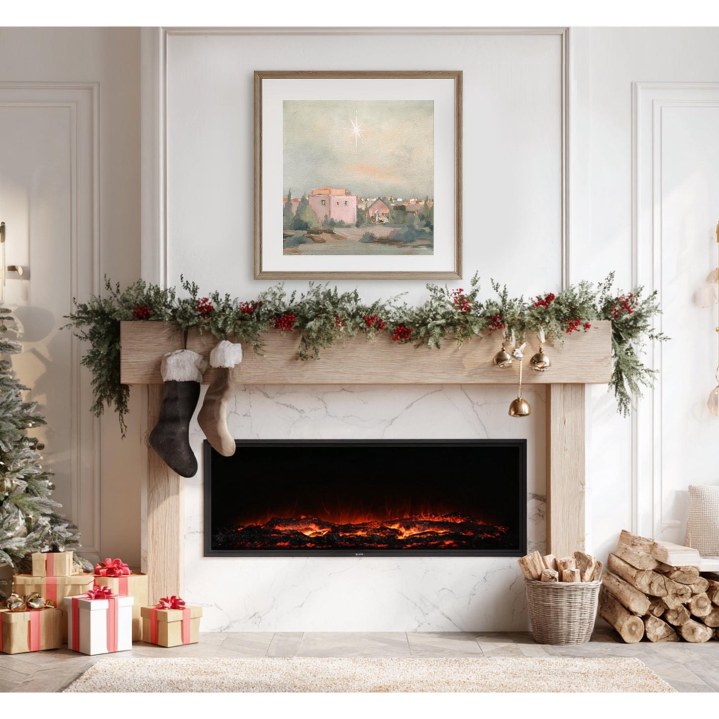 Christian Wall Art — Nativity Night Scene of Bethlehem | Modern Classic Christmas Decor