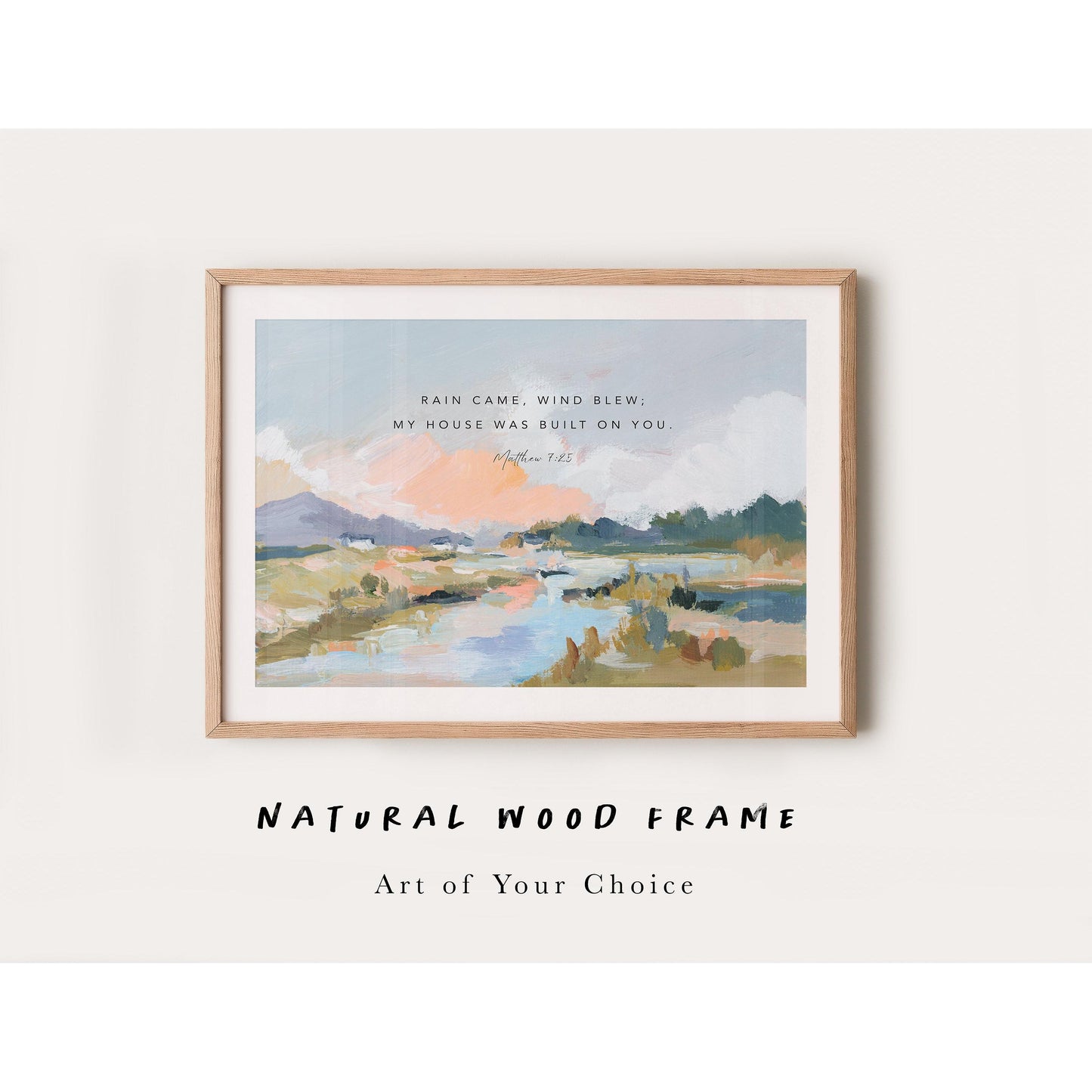 Faith-Based Wall Art with Mat β Natural Oak Framed Paper Print