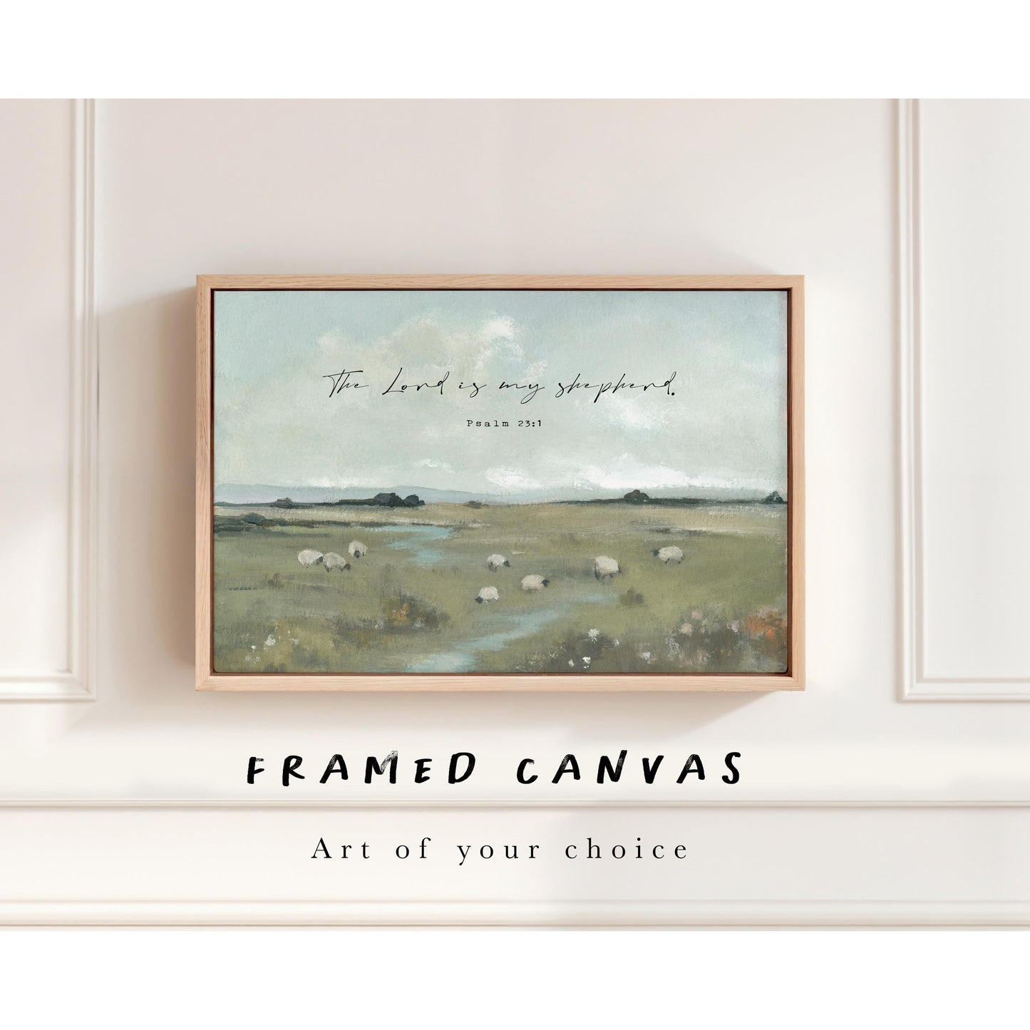 Custom Framed Christian Canvas Print – Faith-Based Wall Art with Floating Wood Frame