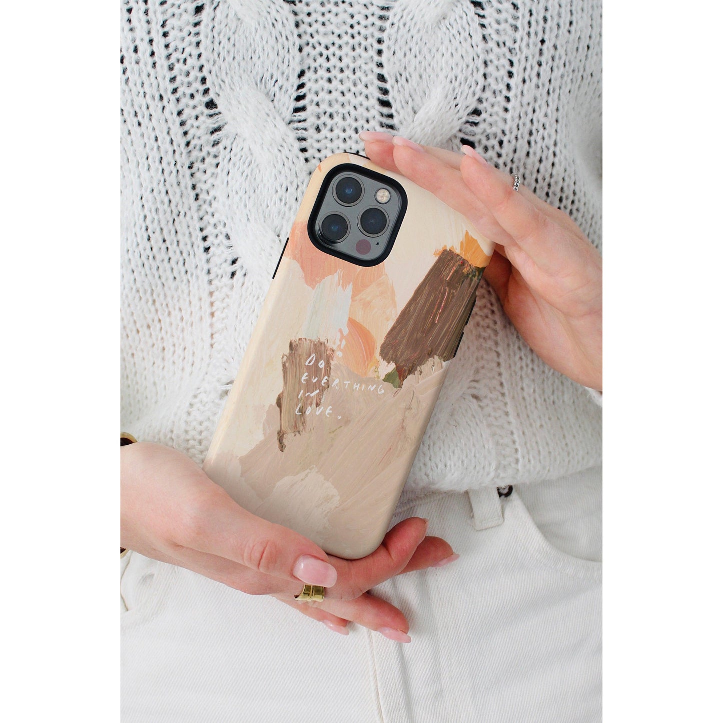 "Do Everything in Love" Phone Case – Abstract Acrylic with Bible Verse