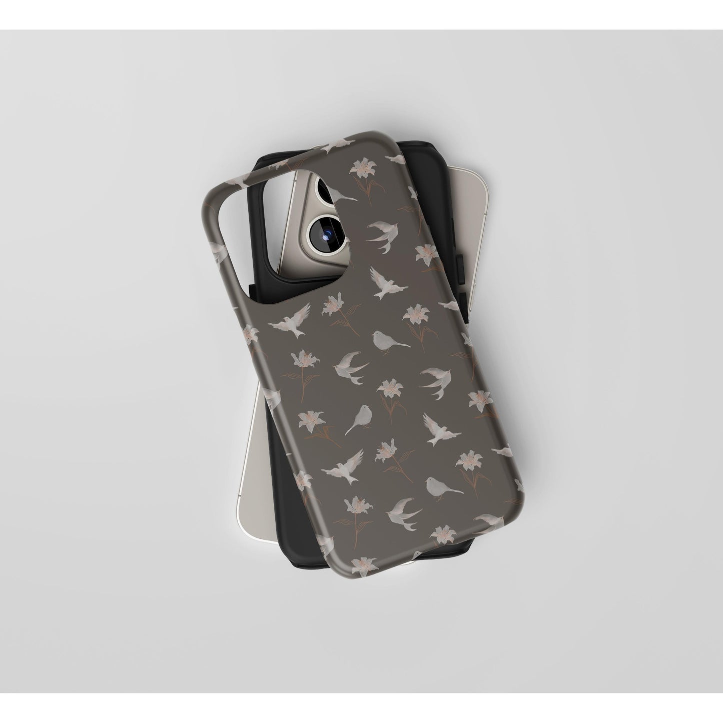 "Lilies and Birds" Phone Case - Umber