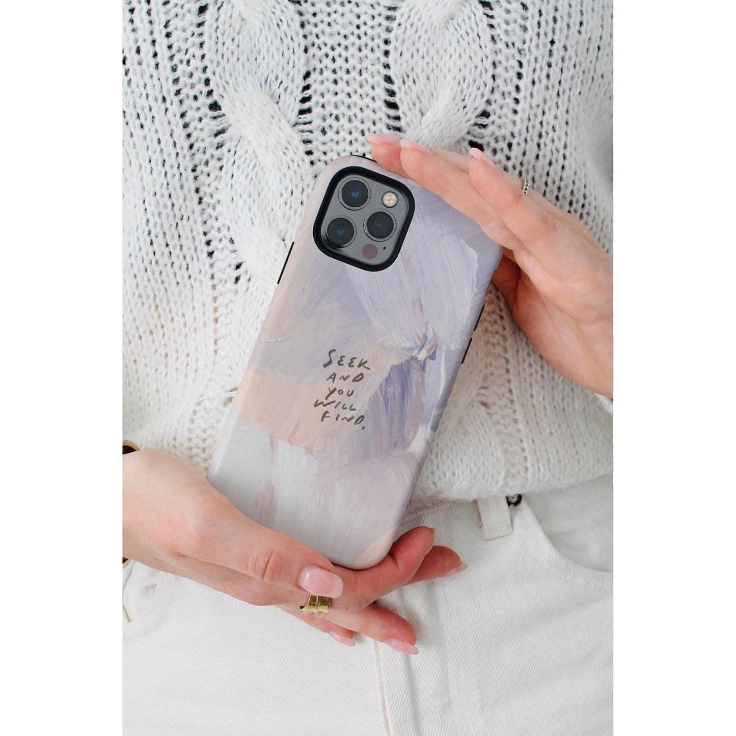 "Seek and Find" Phone Case – Abstract Acrylic with Bible Verse