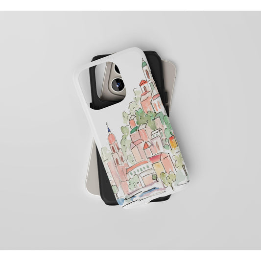 Phone Case - Watercolor Design of City on Mountain