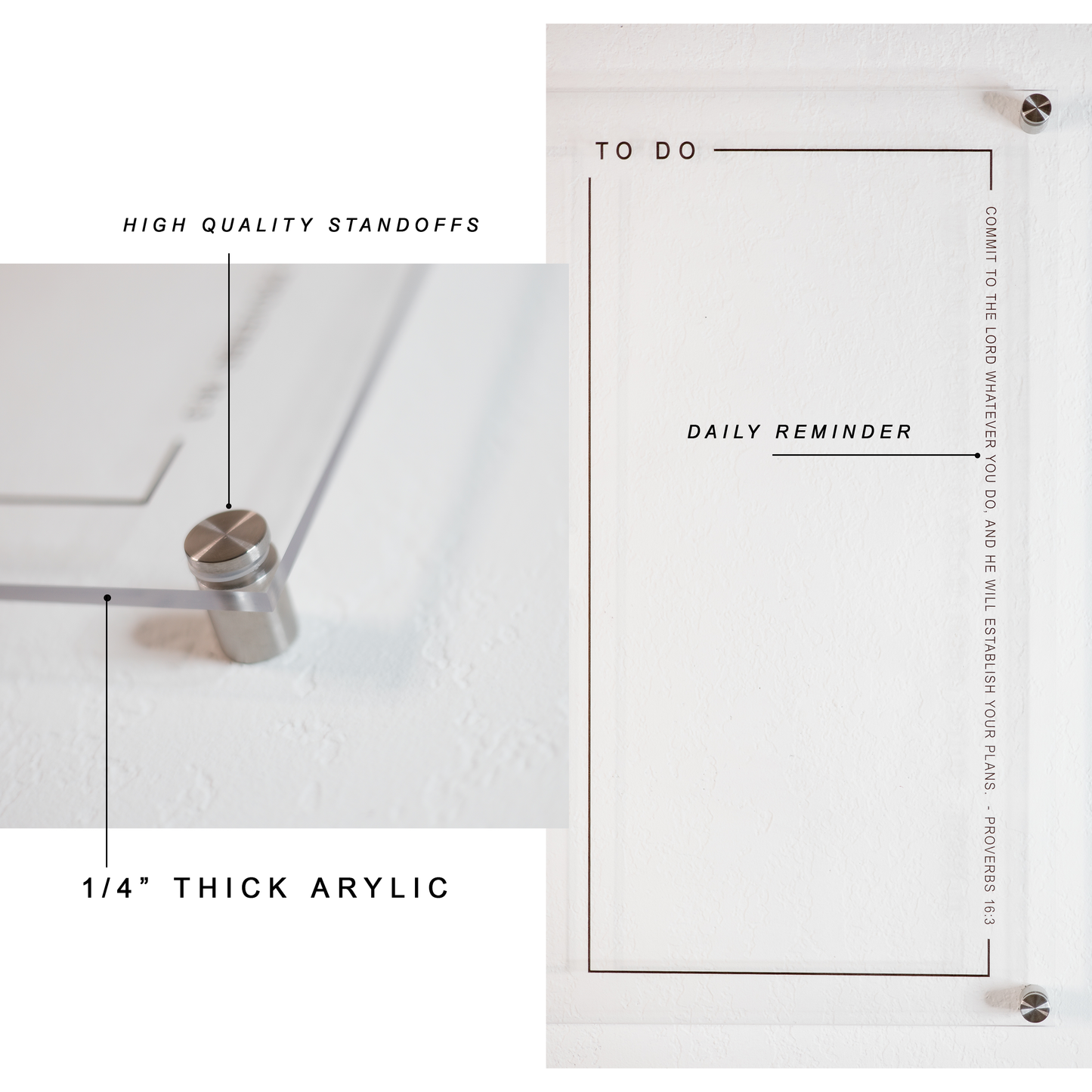 Pray & Plan Acrylic Board | Christian Acrylic Planner | Proverbs 16:3 24"x36"