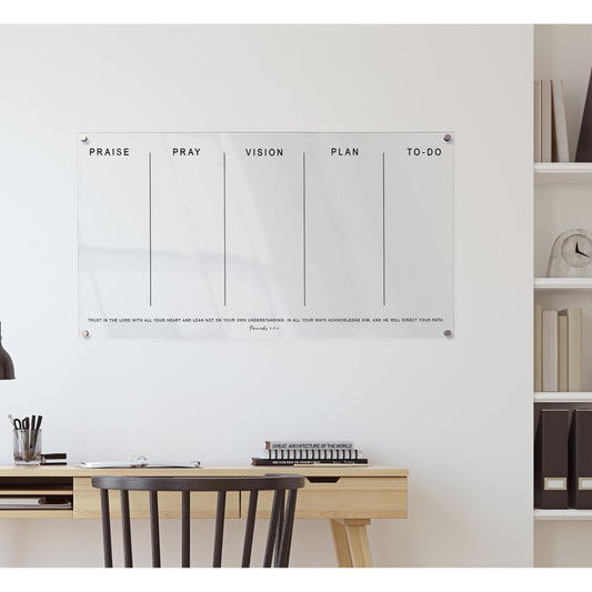 Pray & Plan Acrylic Board | Christian Acrylic Planner | Proverbs 3:5-6 | 20"x40"