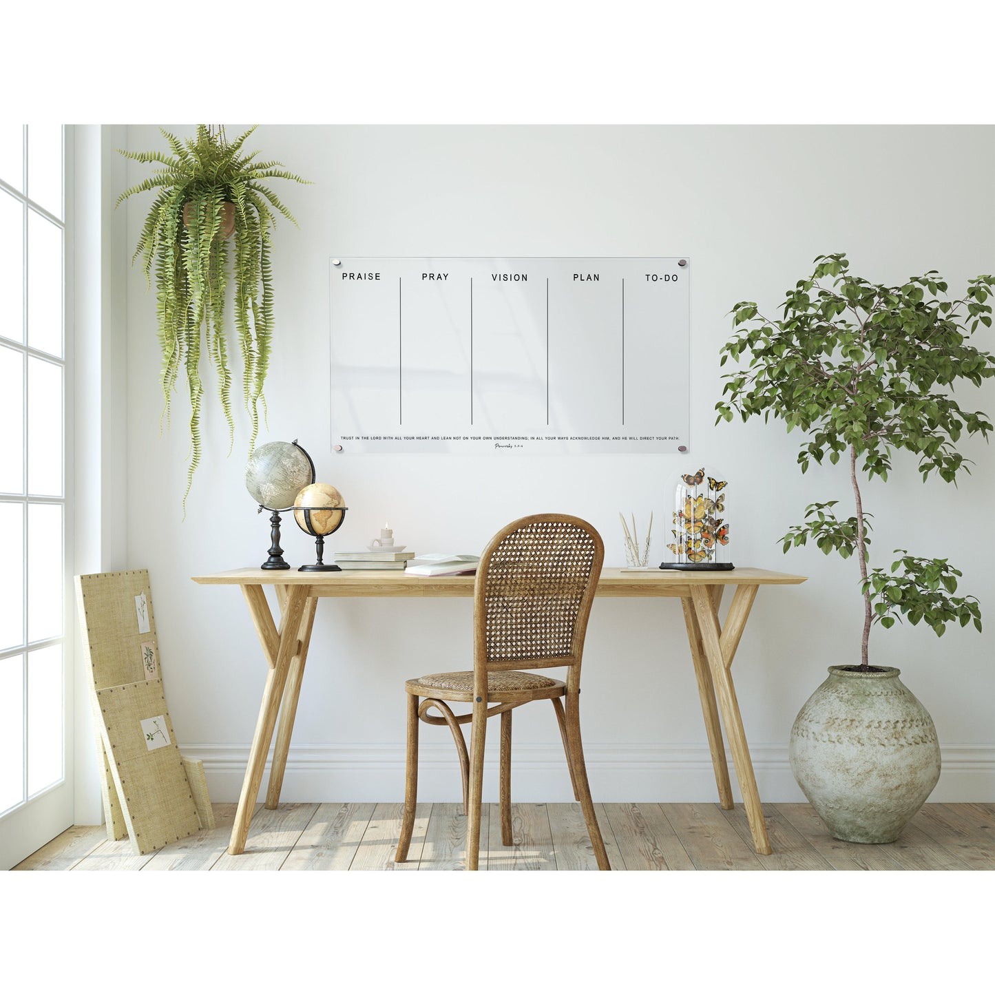 Pray & Plan Acrylic Board | Christian Acrylic Planner | Proverbs 3:5-6 | 20"x40"