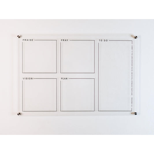Pray & Plan Acrylic Board | Christian Acrylic Planner | Proverbs 16:3 24"x36"