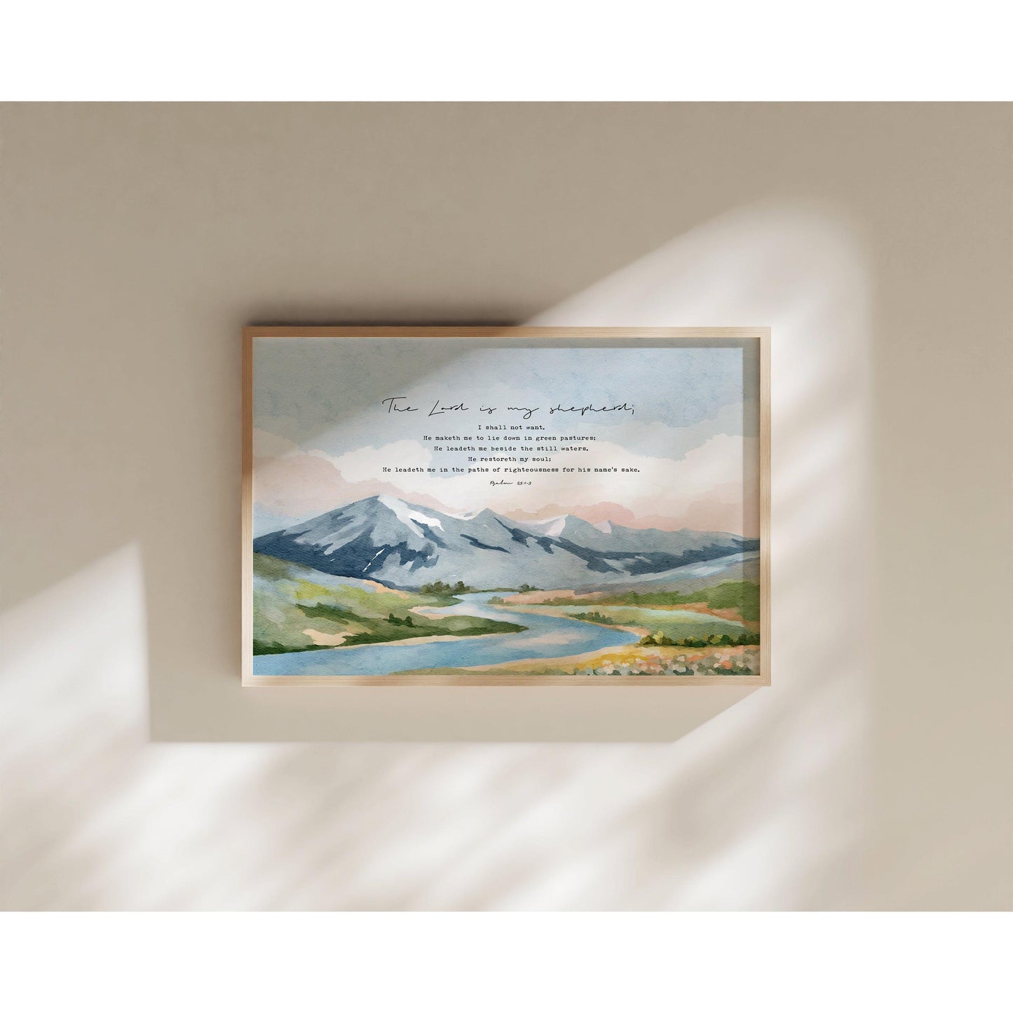 Psalm 23 Bible Verses Art - Watercolor Landscape Art