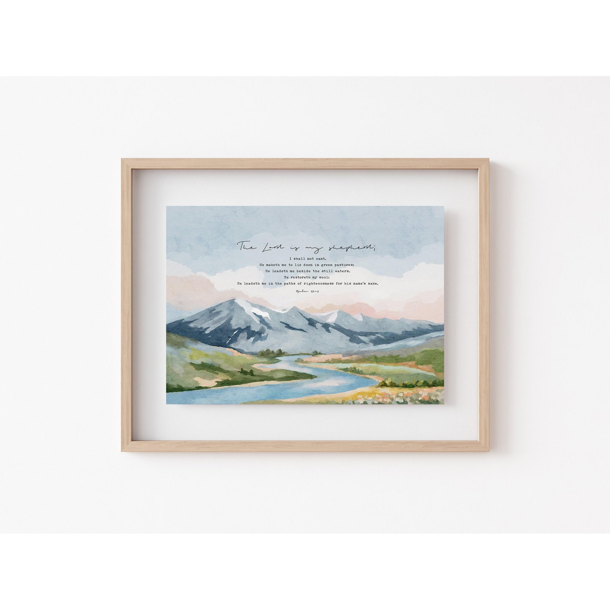 Psalm 23 Bible Verses Art - Watercolor Landscape Art