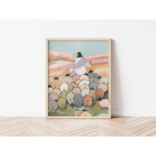 Psalm 23 Christian Art - The Shepherd and His Sheep