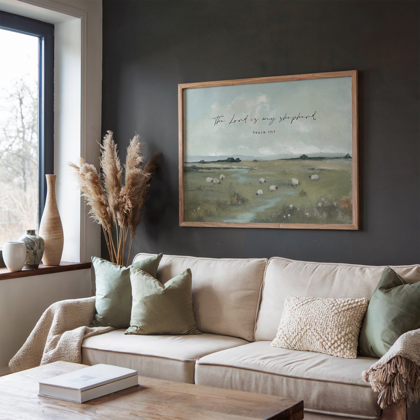 The Lord is my shepherd art print in living room