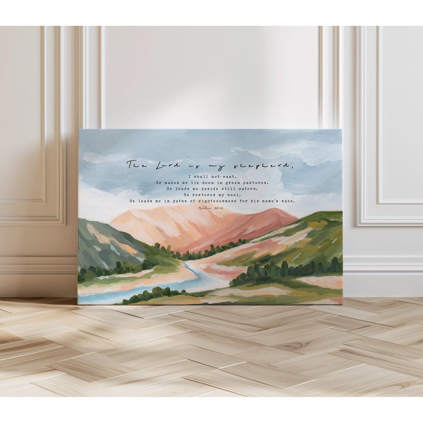 Psalm 23 — Large Christian Landscape Wall Art “The Lord Is My Shepherd”