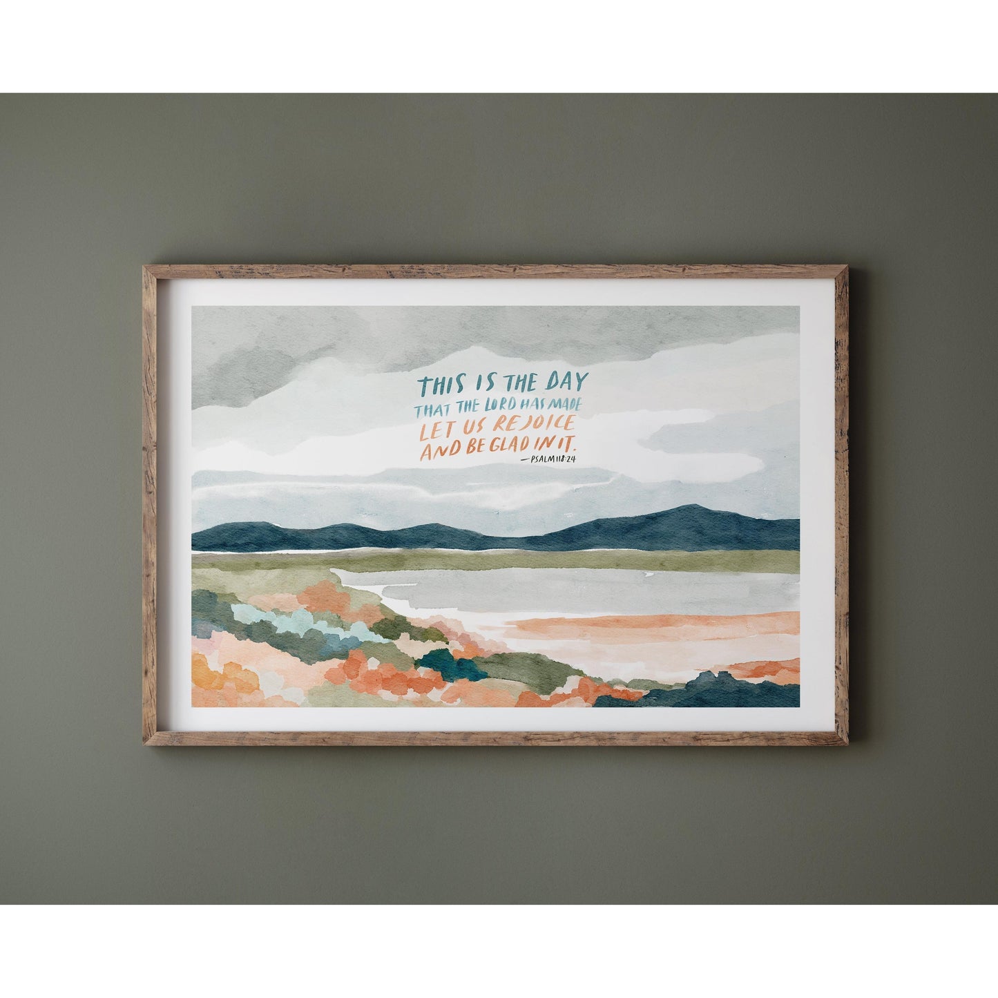 Scripture Art Psalm 118 with Watercolor Landscape - This Is the Day