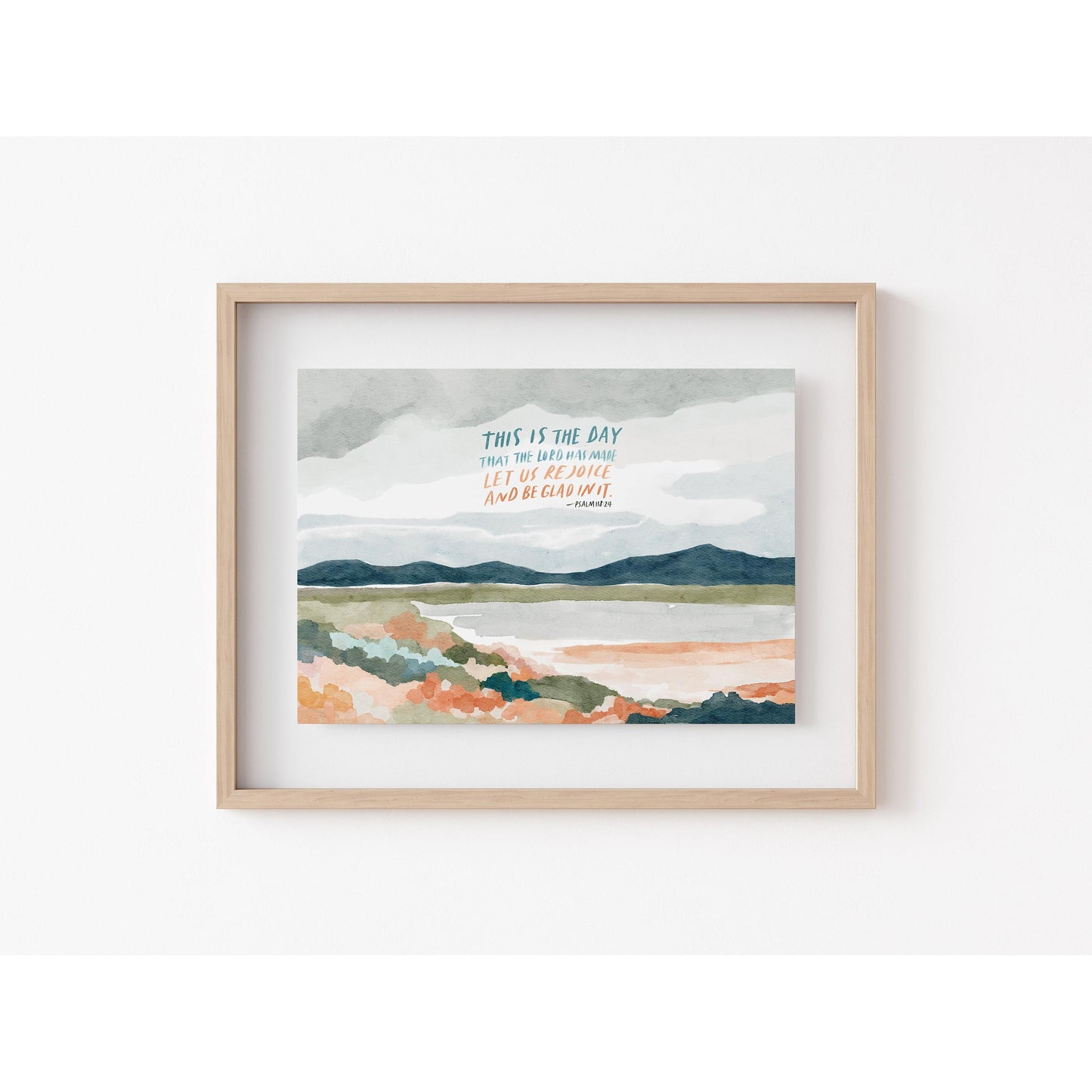 Scripture Art Psalm 118 with Watercolor Landscape - This Is the Day