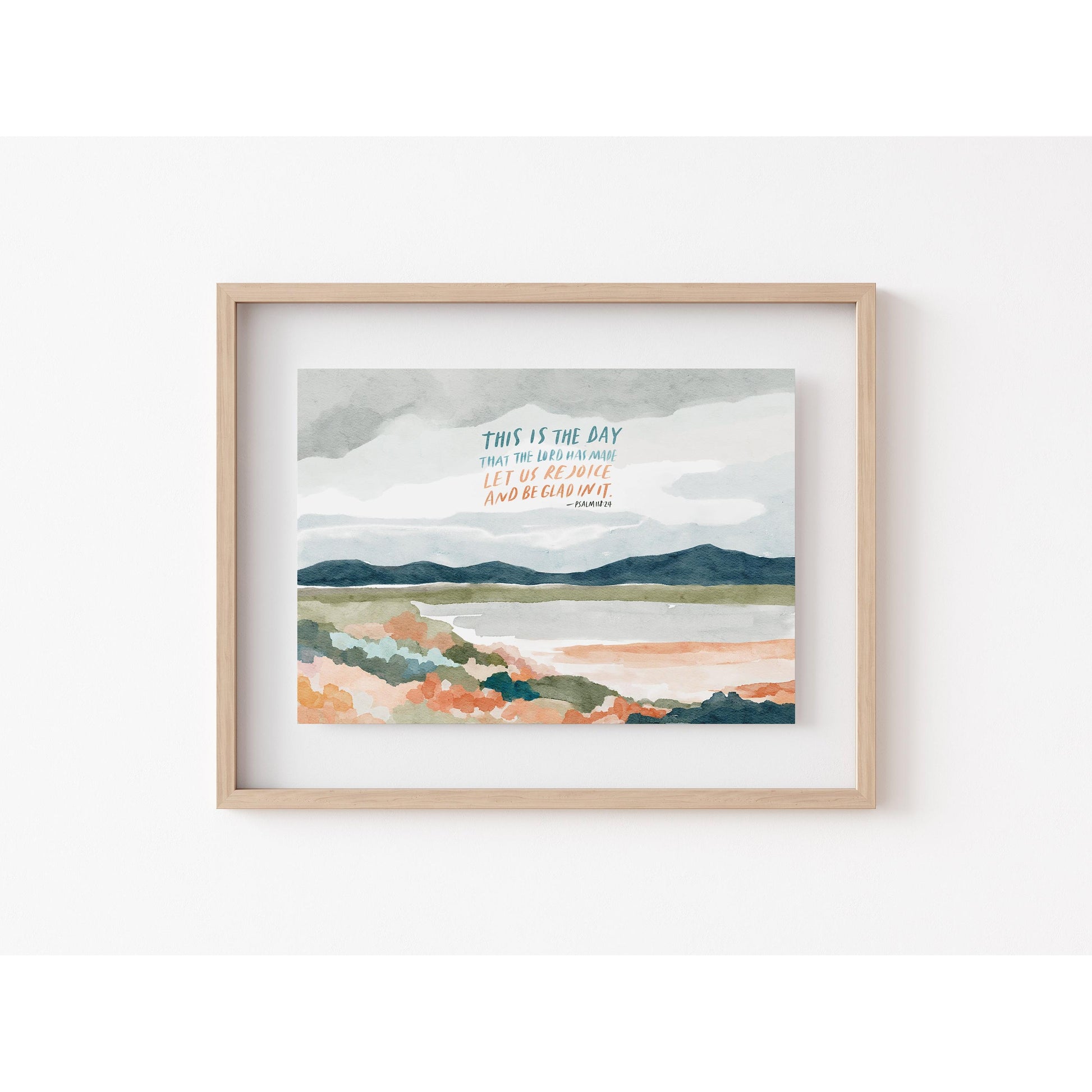 Scripture Art Psalm 118 with Watercolor Landscape - This Is the Day
