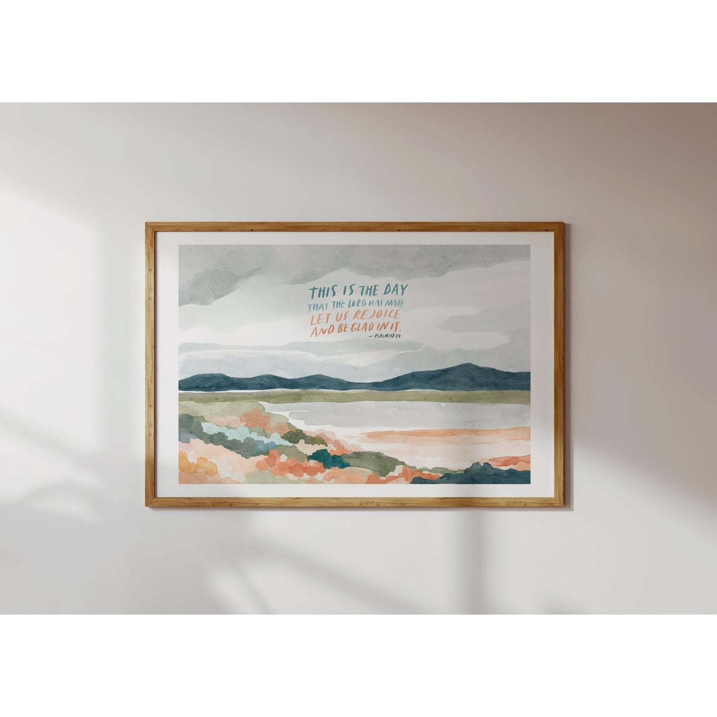 Scripture Art Psalm 118 with Watercolor Landscape - This Is the Day