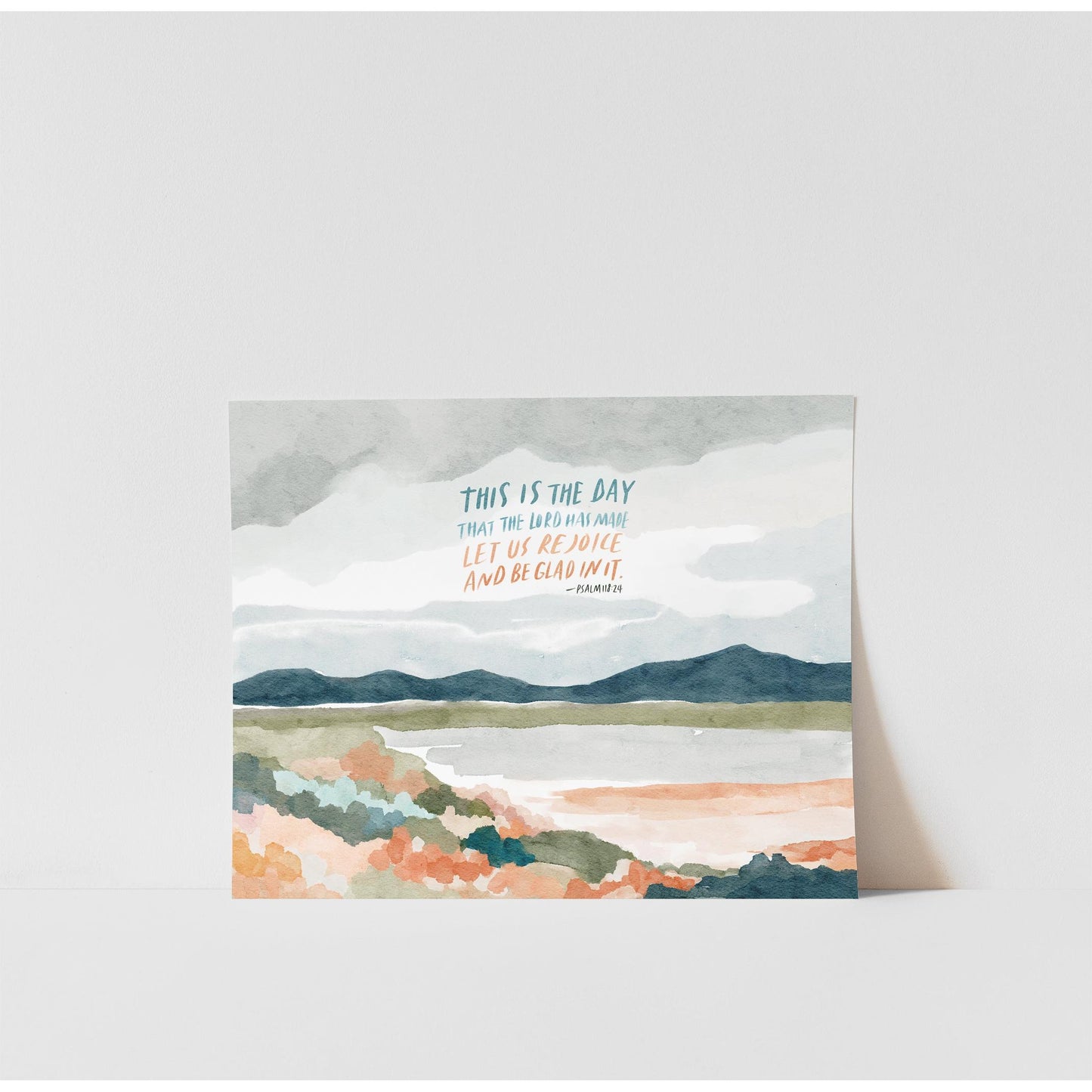 Scripture Art Psalm 118 with Watercolor Landscape - This Is the Day