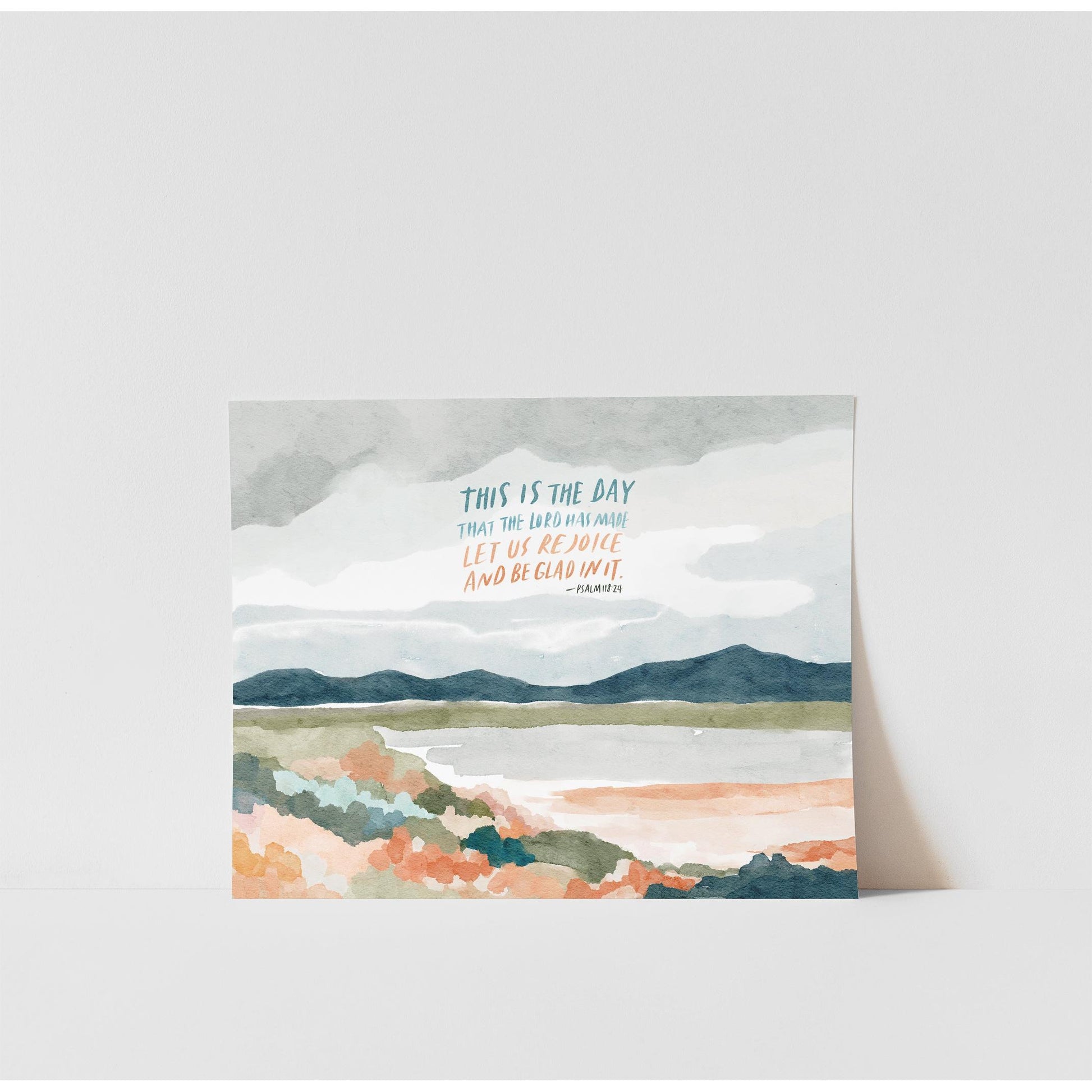 Scripture Art Psalm 118 with Watercolor Landscape - This Is the Day