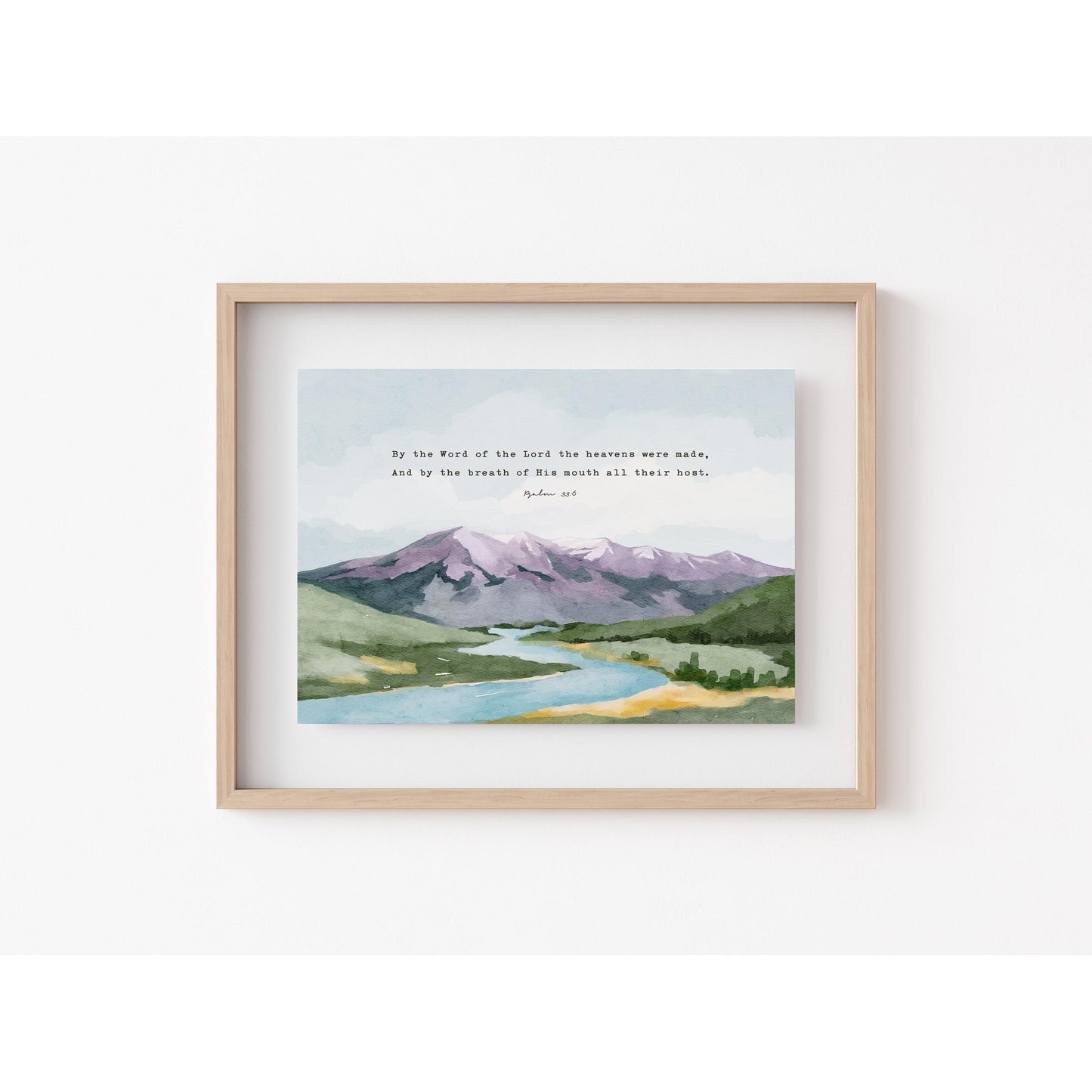 Scripture Art Psalm 33 Bible verses Watercolor Landscape - Creation Sings
