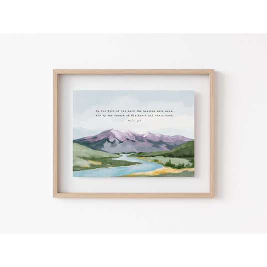 Scripture Art Psalm 33 Bible verses Watercolor Landscape - Creation Sings