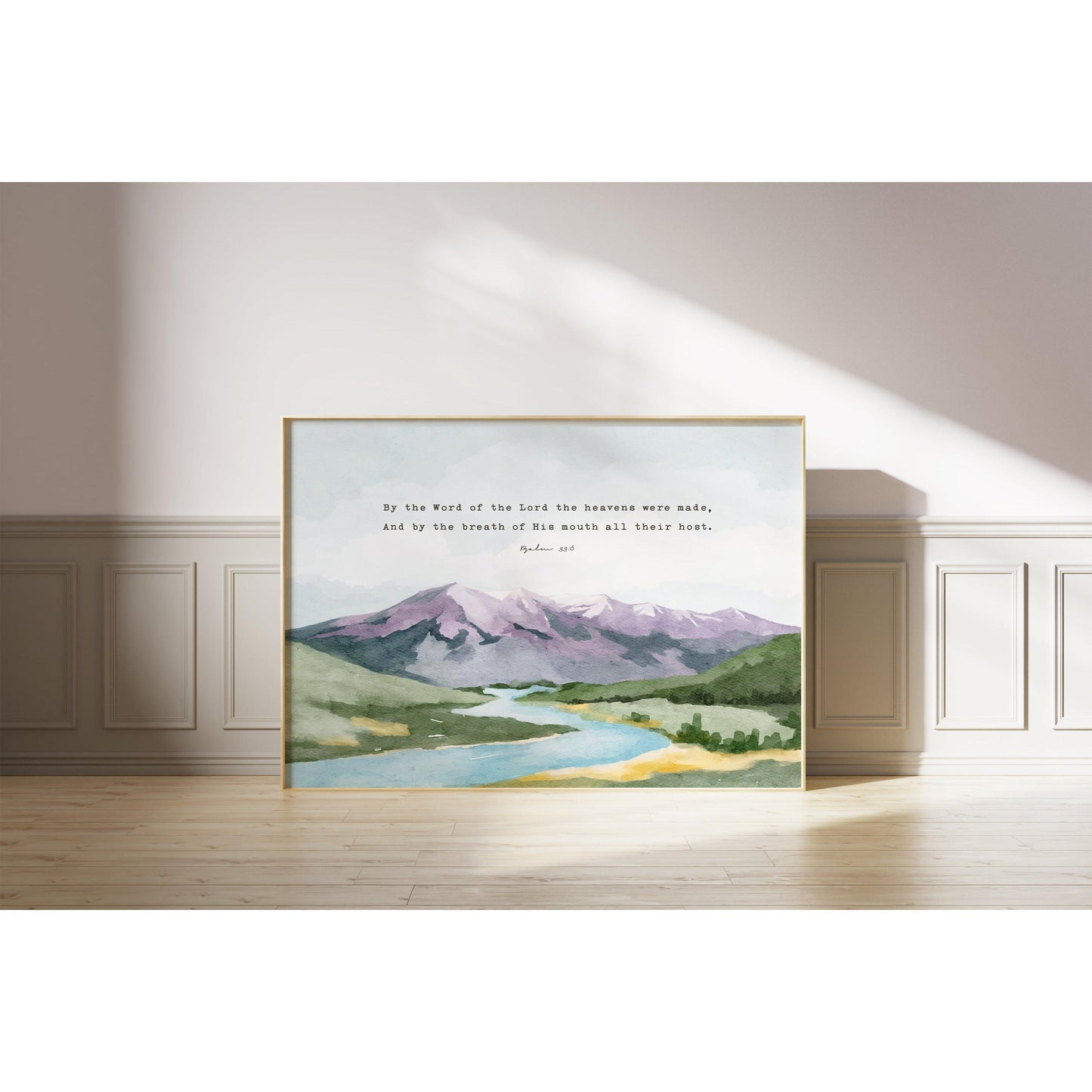Scripture Art Psalm 33 Bible verses Watercolor Landscape - Creation Sings