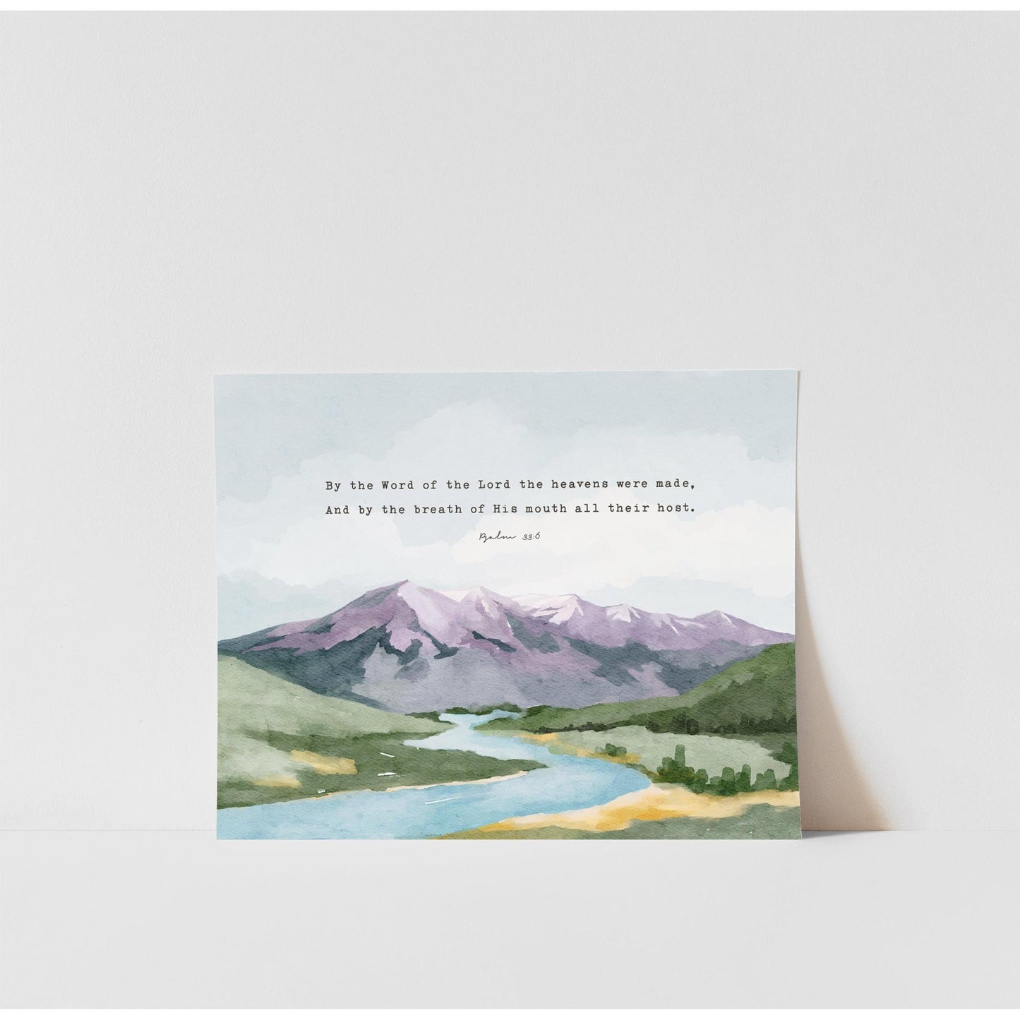 Scripture Art Psalm 33 Bible verses Watercolor Landscape - Creation Sings