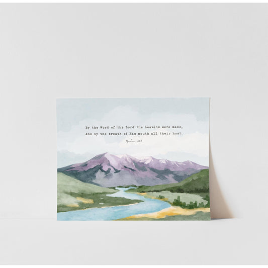 Scripture Art Psalm 33 Bible verses Watercolor Landscape - Creation Sings