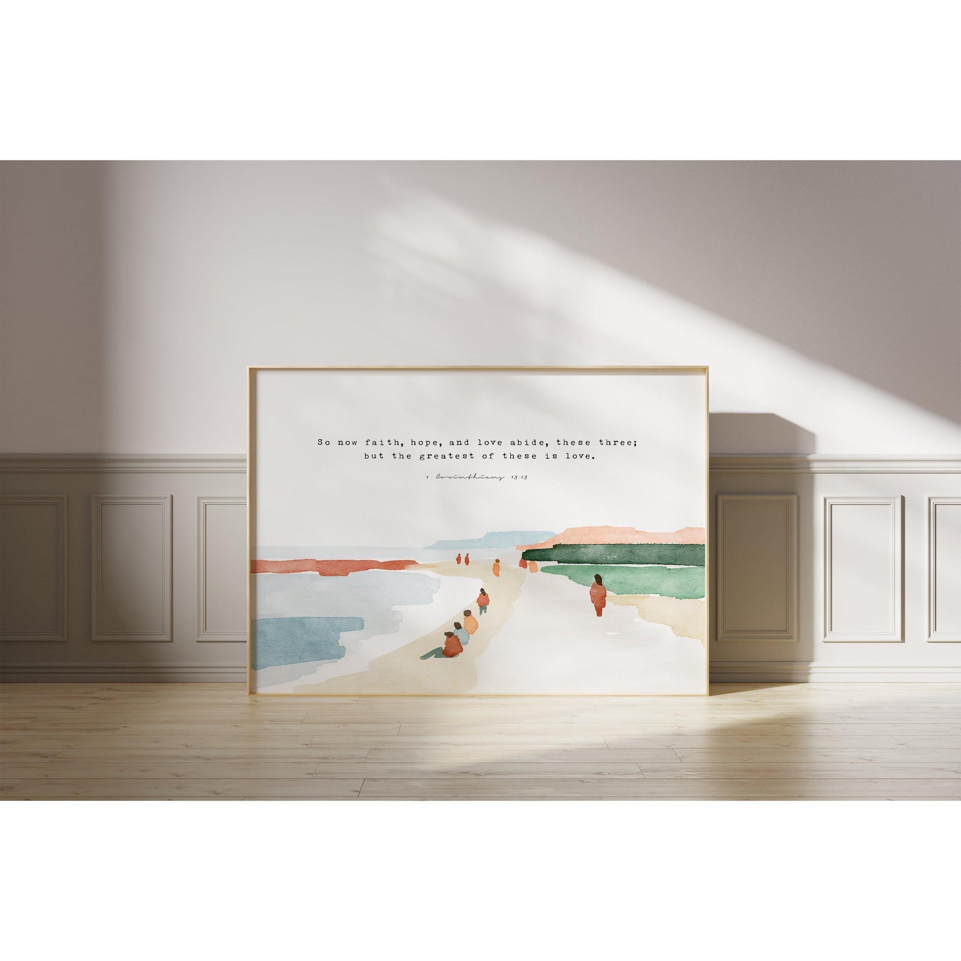 Scripture Art - Watercolor Bible Verse Art FAITH HOPE LOVE