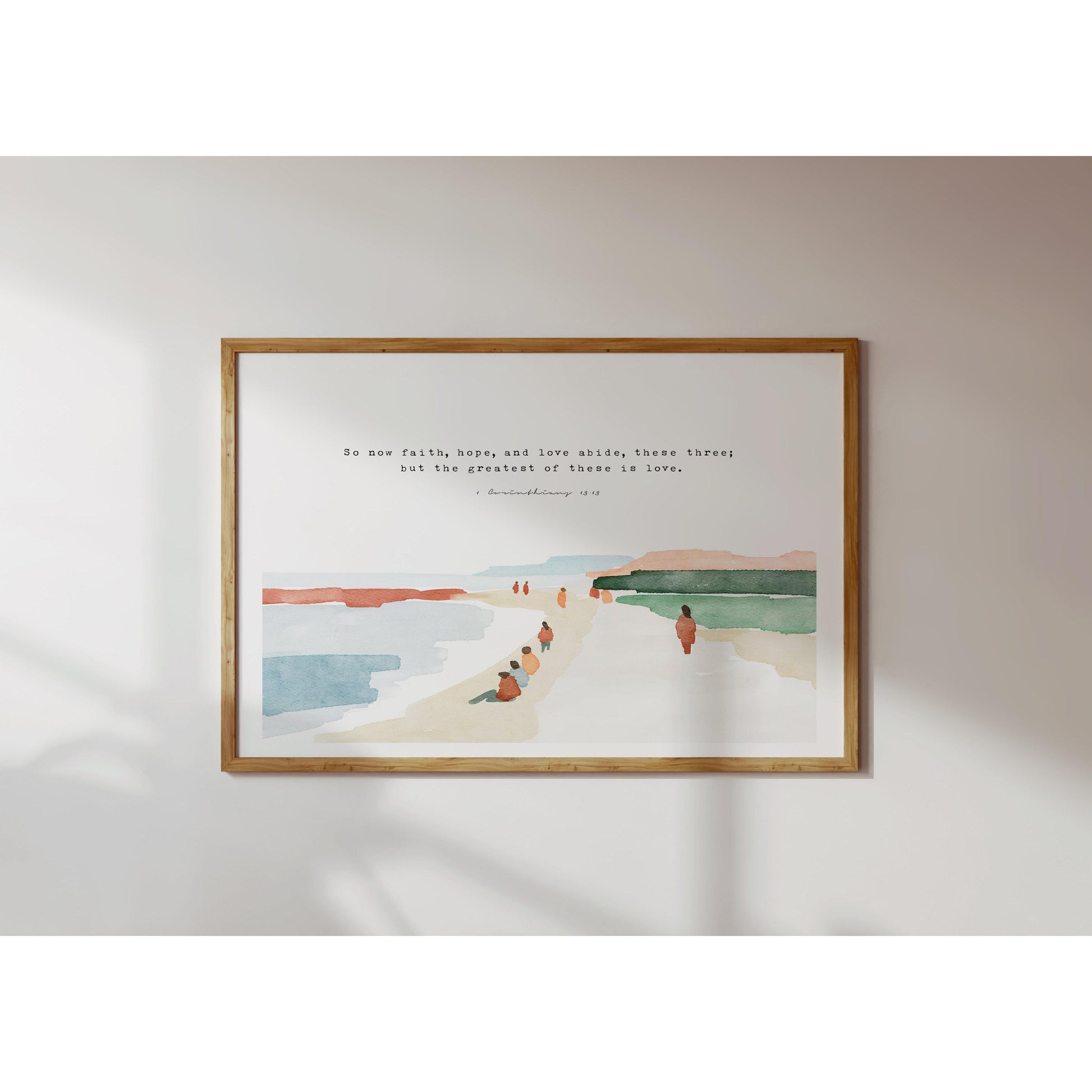 Scripture Art - Watercolor Bible Verse Art FAITH HOPE LOVE