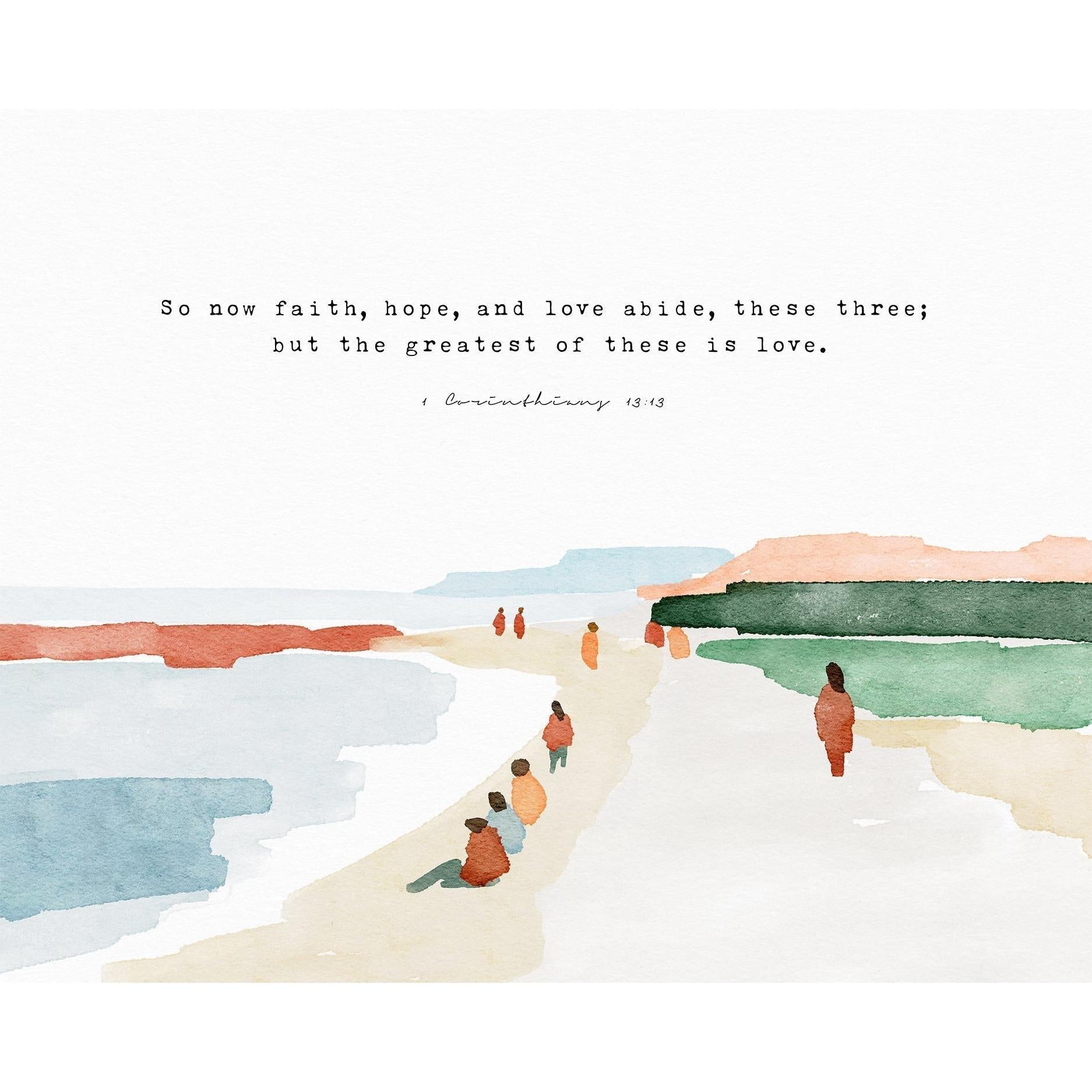 Scripture Art - Watercolor Bible Verse Art FAITH HOPE LOVE