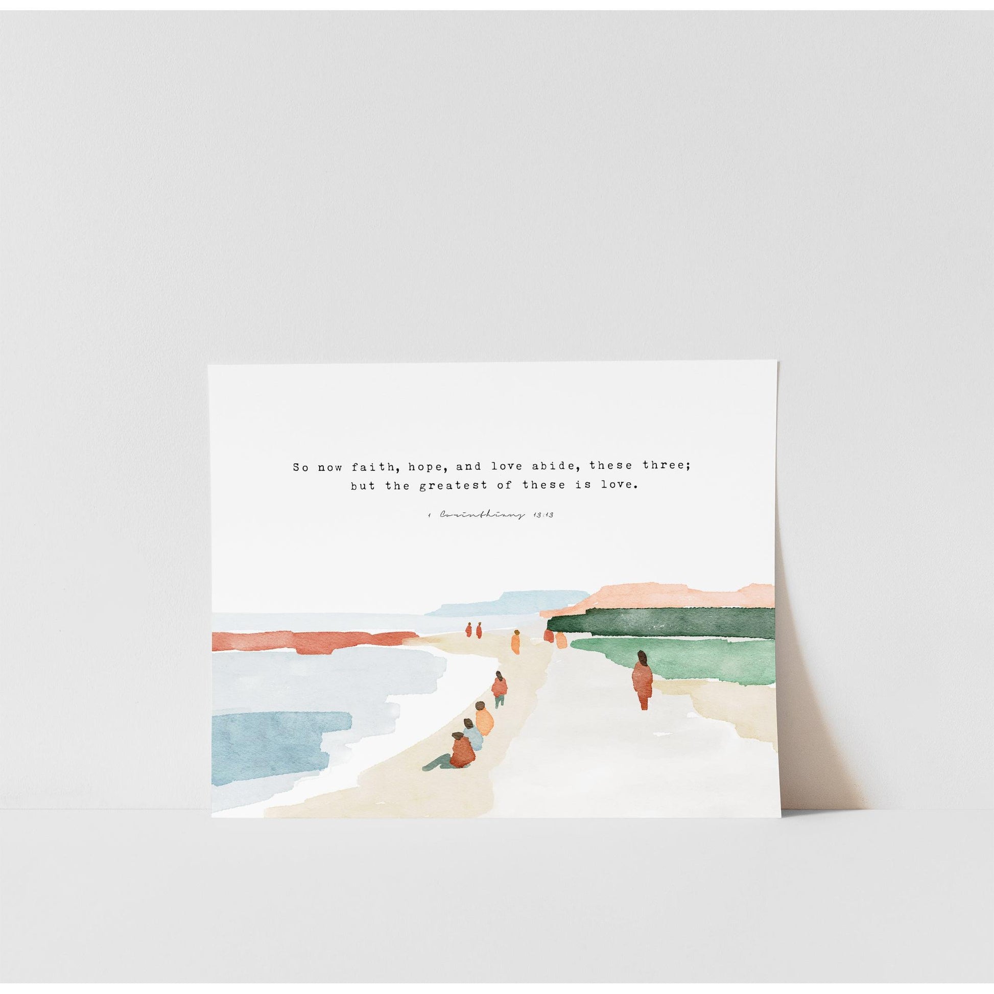 Scripture Art - Watercolor Bible Verse Art FAITH HOPE LOVE